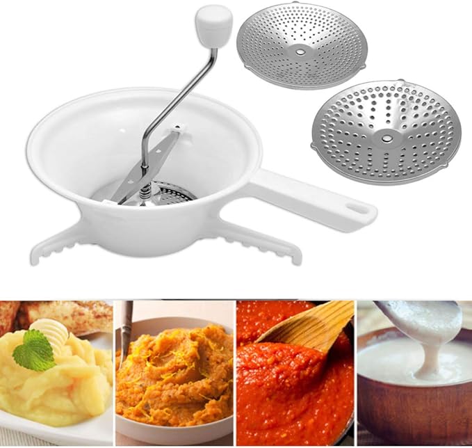 Alvinlite Manual Cheese Blender Vegetable Cutter Mashed Potato Machine Fruit Mixer with Three Cut Plate