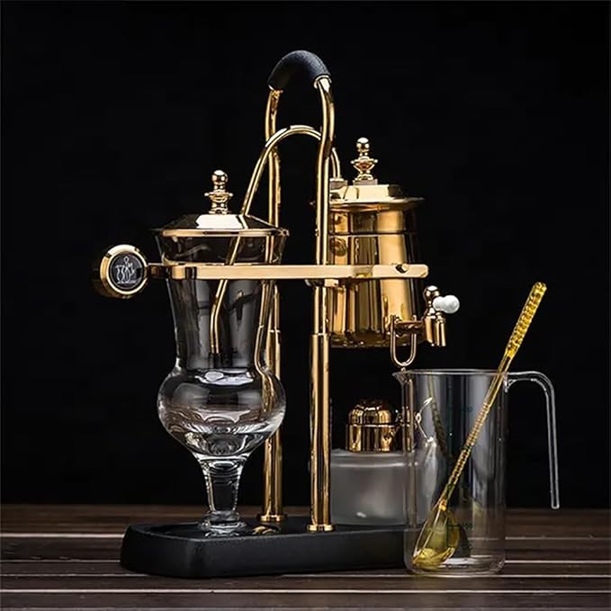 Siphon Coffee Maker 3-5 Cups Detachable Siphon Coffee Brewer 304 Stainless Steel Mesh and High Borosilicate Heat-Resistant Glass Double Ridged Fulcrum with Tee Handle for Coffee Tea