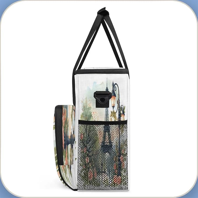 Watercolor Tower Rose Coffee Maker Carrying Bag Compatible with K-Mini or K-Mini Plus Portable Single Cup Coffee Maker Case with Pockets for K Cup Pods