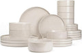 Famiware Nebula Plates and Bowls Set 24 Pieces Dinnerware Sets Dishes Set for 8 Creamy White with Colorful Speckles