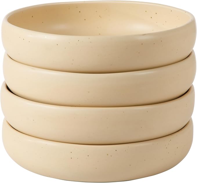 Bloomhouse - Two Time Oprah's Favorite Things Winner - Corsica Clay 4-Piece Meal and Pasta Bowl Set – Cappuccino Cream Stoneware for Dinner Serving &amp Everyday Use