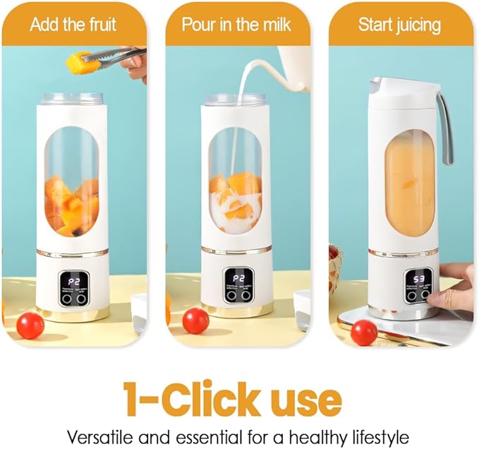 Portable Blender Cup450ml Smoothies Shakes Maker with 12 Sharp Blades &amp 1500mAh Lithium Battery for Kitchen Travel Office Sport Gym Camping