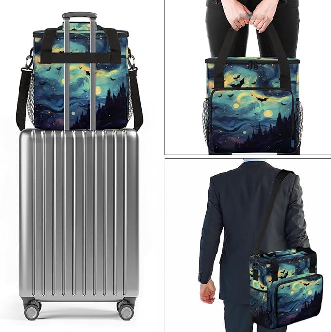 Magical Bat Coffee Maker Carrying Bag Bright Bat Travel Storage Bag Compatible with K-Mini or K-Mini Plus Single Serve Coffee Brewer Carrying Case with Multiple Pockets &amp Shoulder Strap