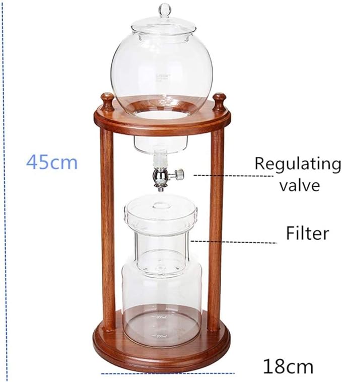 qiuqiu Iced Coffee Drip Coffee Maker Manual Coffee Maker 600Ml Clear Glass Copper Traditional Style Ideal for Iced Coffee