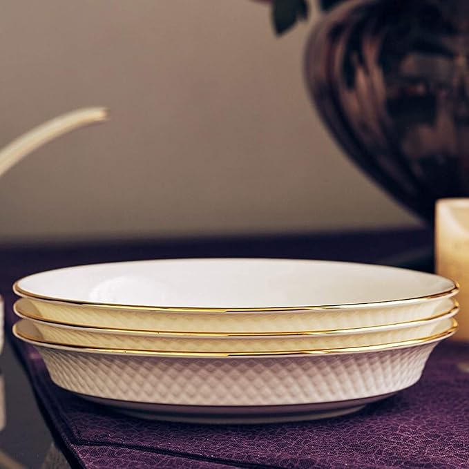 Dinnerware Set Dinner Party Tableware Service Set 58 Pieces Relief Bone China Dinnerware Sets | Porcelain Steak Plate and Cereals Bowls for Christmas Party and