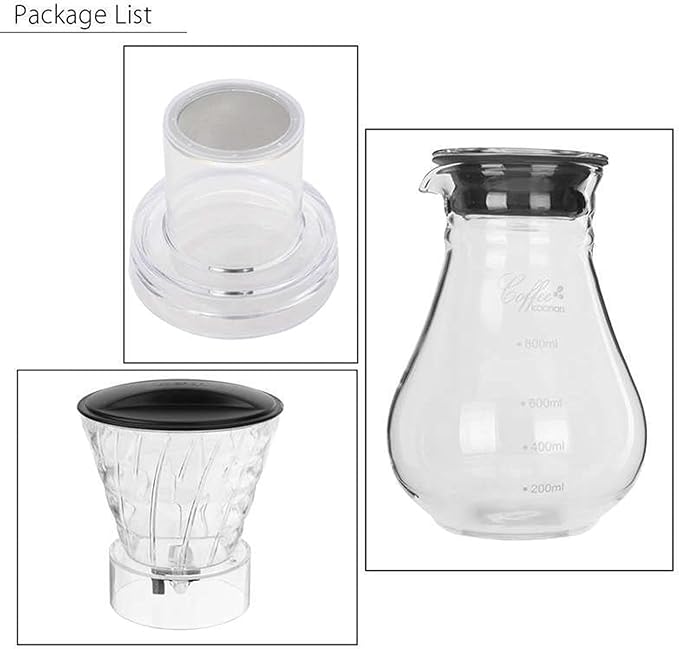 HASMI Coffee Kettle Coffee Pot Glass Cold Ice Water Drip Coffee Maker Brew Pot Dripper Coffeemaker Coffee Kettle Perfect for Coffee Lover 800Ml Coffee Maker Dingzhebo2022
