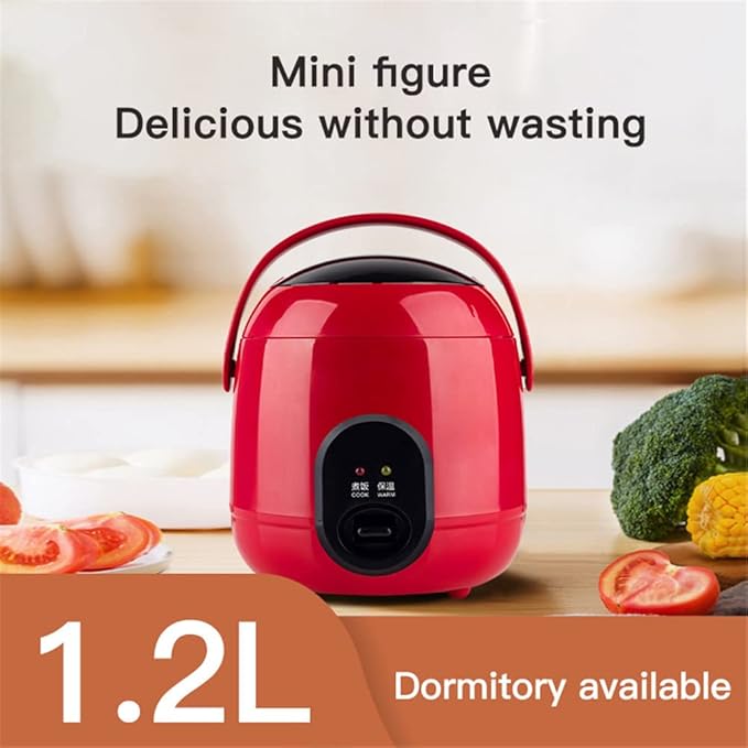 Electric Rice Cooker with 2 Layers Heating 1.2L Mini Rice Cooker and Steamer Multifunctional Kitchen Cooker for 2-3 People