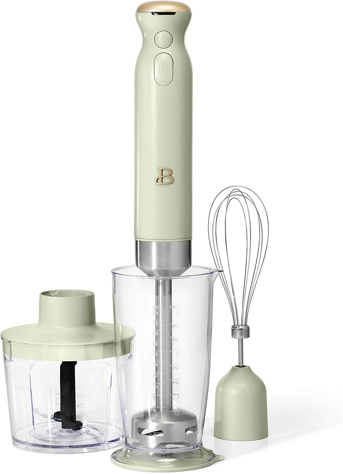 Cordless Immersion Blender 5-in-1 Set | Rechargeable Hand Blender with Chopper Whisk &amp Measuring Cup | 6 Variable Speeds | Stainless Steel Blades | BPA-Free | Stick Blender