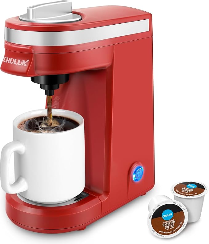 CHULUX Mini Coffee Maker for K Capsule Single Serve Coffee Maker for One Cup Americano Lightweight Pod Coffee Machine Red