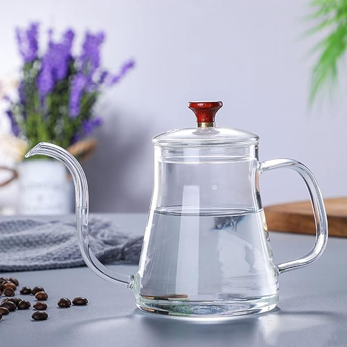 Coffee Maker Coffee Kettle Long Mouth Coffee Pot Gooseneck Thin Mouth Kettle Brewers Handmade Coffee Machine Glass Drip Kettle (35 0 ml / 600 ml) Coffee Presses (Colour: Transparent 350 ml)