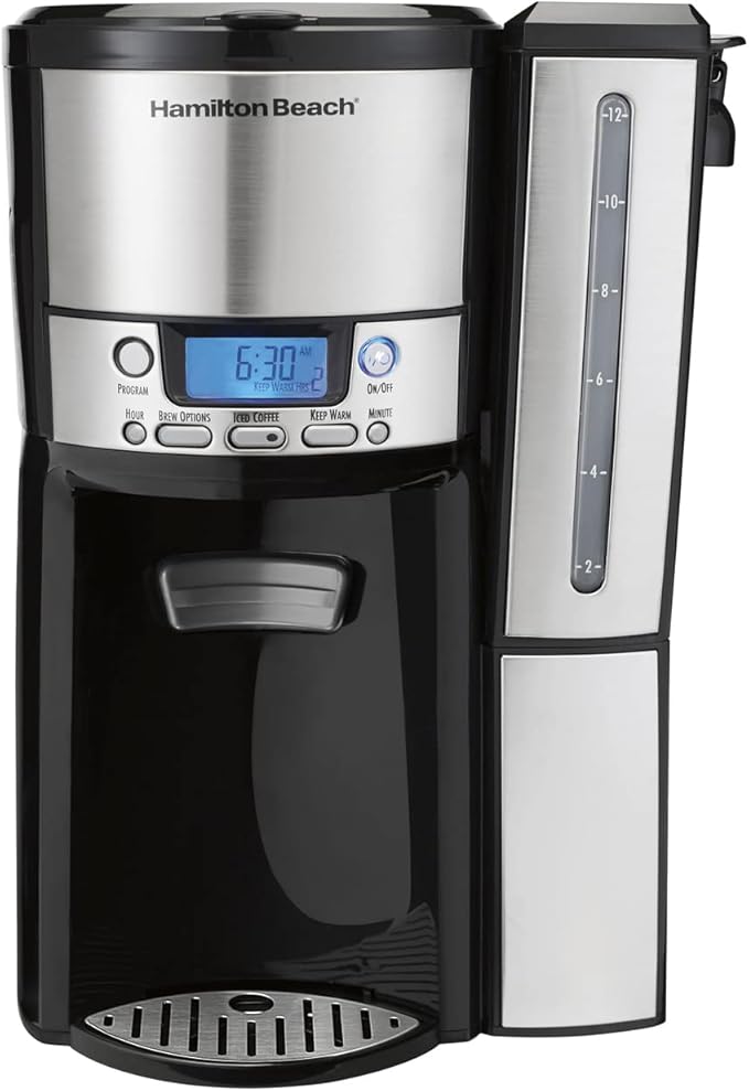 Hamilton Beach (47950) Coffee Maker with 12 Cup Capacity &amp Internal Storage Coffee Pot Brewstation Black/Stainless Steel &amp Hamilton Beach Permanent Gold Tone Filter (80675R/80675)