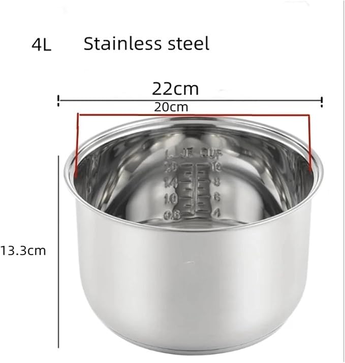 2.5L 4L 5L 6L Stainless Steel Liner Ceramic Glaze Liner Rice Cooker Electric Pressure Cooker Inner Bowl(4L B)