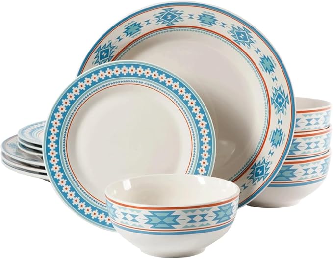 12-Piece Decorated Ceramic Dinnerware Set Plates Dinner Sets Food Plate Kitchen Dishes to Eat