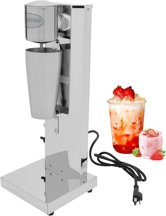 Electric Milkshake Maker 110V Commercial Milk Shake Blender Shakes Machine Milk Frother with 22 oz. Mixing Cup 2 Speeds Single Head Household Stainless Steel Drink Mixer for Coffee Tea Smoothie