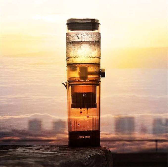 Cold Brew Coffee Maker With Stable Drip Rate High Density Filter Enhanced Extraction Lightweight PCTG Transparent 31.5x8.5x8.5cm Easy-Clean Black For Home Office(Black)