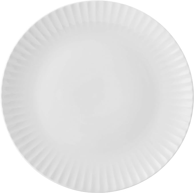 Pfaltzgraff Fluted Grace 24 Piece Porcelain Plate and Bowl Dinnerware Set Service for 8 Fluted Design Durable for Everyday Use White
