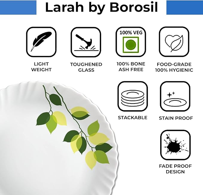 Borosil Gourmet Dinnerware Set For 6 19 Pieces White Dinner Plates and Bowls Sets Chip Resistant Tempered Opal Glass Stain Resistant Dishwasher &amp Microwave Safe Dinner Set For Gifting Serves