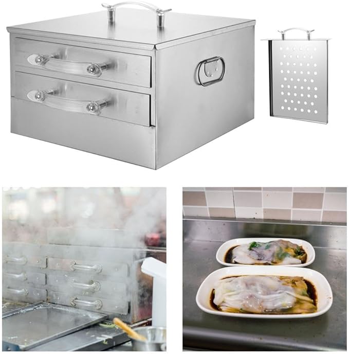 Stainless Steel Rice Noodles Steamer Rice Noodle Rolls Maker Cantonese Cuisine Roll Cooker with Trays 201 2 layer