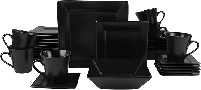 10 Strawberry Street Nova Square 30 pc Dinnerware Set Matte Black