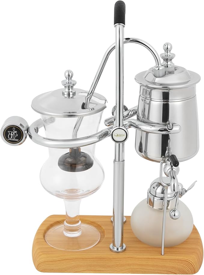 Belgian Siphon Coffee Maker - Unique Gravity Vintage Design 500ml/15 oz (Silver)