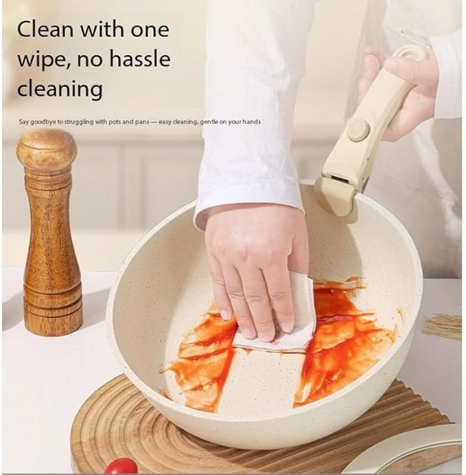 Easy to clean Flat Bottomed Pan Is Household Cooking Cookware Set Tourmaline Non Stick Kitchen