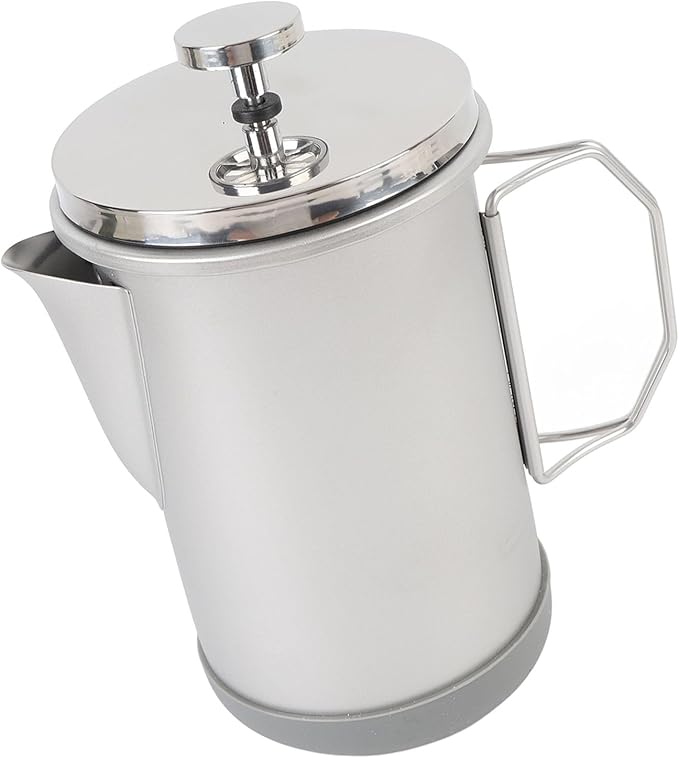 Yosoo French Coffee Press Stainless Steel Hand Brewing Coffee Maker 1000ml Portable Tea Pot for Camping Travel Adventures Milk Froth (Silver)