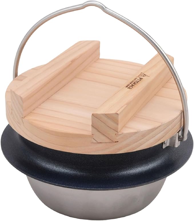 Clad Super Hakama Mai 3-Piece Cooking 2-Layer Steel Rice For Camping Outdoors Lid Open Fire Ok Induction Compatible Made in Japan Tsubame Sanjo