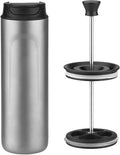Buachois Portable Insulated French Press Coffee Maker Camping Coffee Makers with Double Wall Sturdy Construction Coffee and Tea Maker for Travel Office Outdoor Adventures (Sandblast)