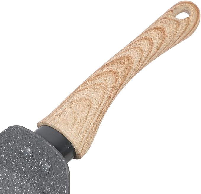 3PCS Grey Maifan Stone Frying Pan Set Anti Stick with Wooden Handles 3 Sizes for Versatile Cooking Ideal for Breakfast Pies and Cakes
