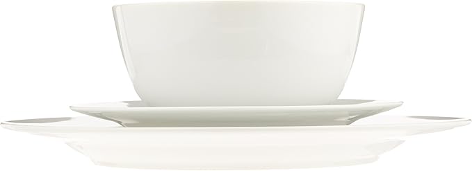 Amazon Basics Porcelain Dinnerware Set Microwave and Dishwasher Safe Service for 6 18-Piece Plates Bowls White