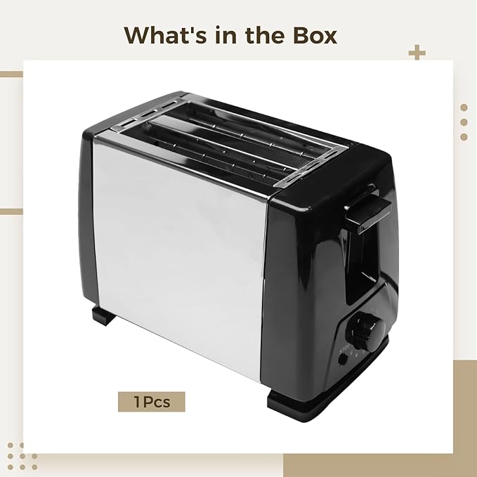 Compact 2-Slice Toaster Wide Slots for Thick Bread and Bagels Adjustable Toast Control Stainless Steel
