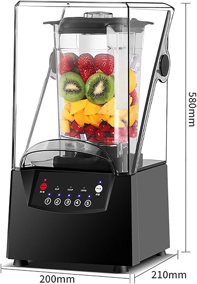 2200W Professional Smoothie Blender 2000mL Stand Blender with Soundproof Shield and 6 Blades Automatic Cleaning Commercial Countertop Blender for Kitchen Fruits Shakes Smoothies