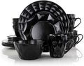 Retro Chic 16-Piece Glazed Dinnerware Set Dishes and Plates Sets Round Tableware Sets