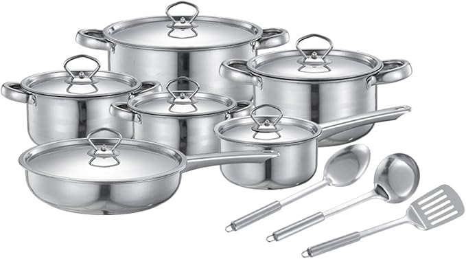 Premium Nonrust Steel Cookware Set Complete Kitchens Essential With Soup Pots Saute Pan And Accessories For Modern Cooking Nonrust Steel Pot With Lid