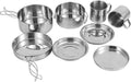 DNCG Steel Cookware Set 8 Steel Pots and Pans Stainless Steel Non-Stick Induction Pan Set with Touch Handles for Outdoor Kitchen and Traveling