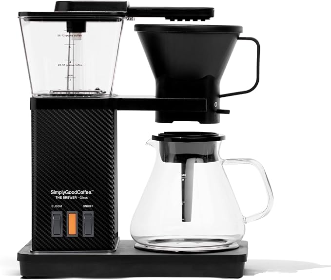 SimplyGoodCoffee Coffee Maker/Coffee Machine. 8 Cup Automatic Drip Pour Over Coffee Brewer With Vinyl Wrap Custom Kit. Easy To Use Gold Cup Standard. Black Carbon Fiber