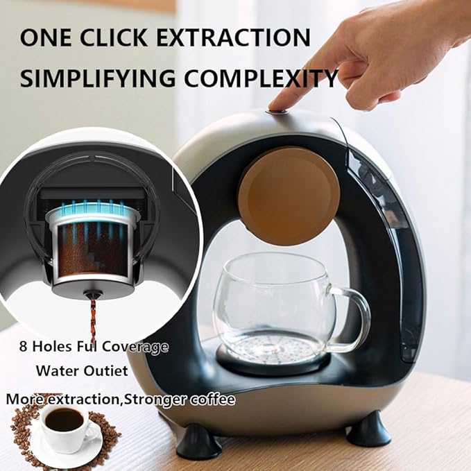 Portable Drip Coffee Maker Single-Serve Coffee Maker 85 °C Constant Temperature 20S Fast Heating Extraction 240ml Removable Water Tank for Office Home Silver-Powdered