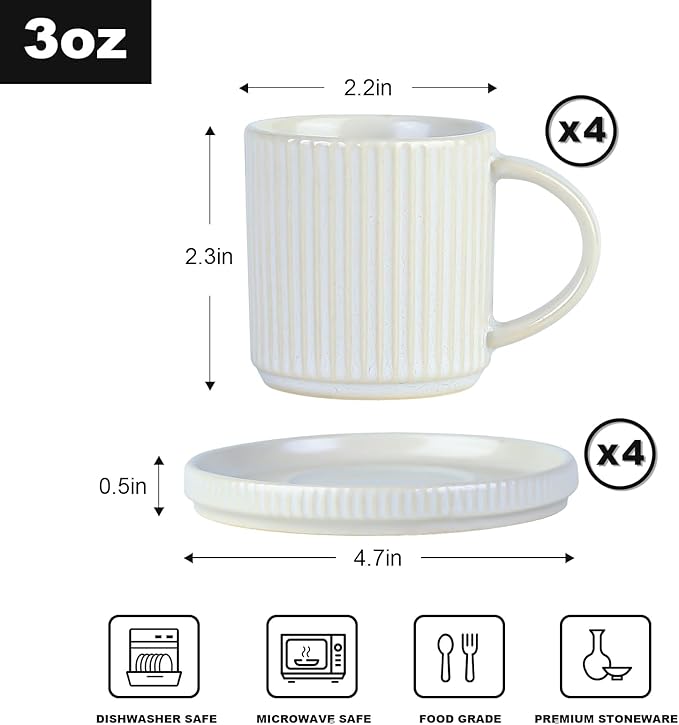 Famiware Dinnerware Sets with Cups and Saucers Set Plates and Bowls Dish Set of 4 (16 Pieces) - Dishwasher &amp Microwave Safe Chip Resistant Reactive Glaze