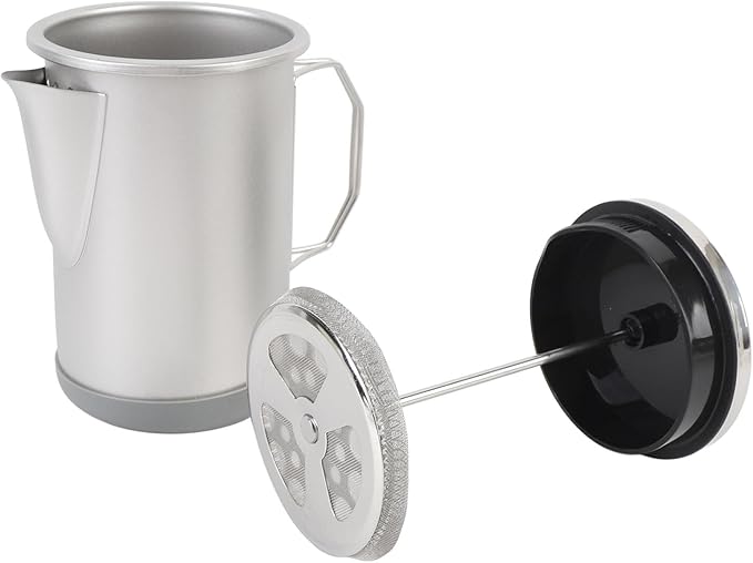 1000ML French Press Coffee Maker 304 Stainless Steel Insulated Coffee Press Portable Hand Brewed Teapot for Outdoor Camping Travel Adventures (Silver)