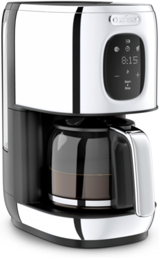 All-Clad Majestuo Stainless Steel Coffee Maker Keep Warm Function 1000 Watts Programmable Timer Removable Water Tank Silver