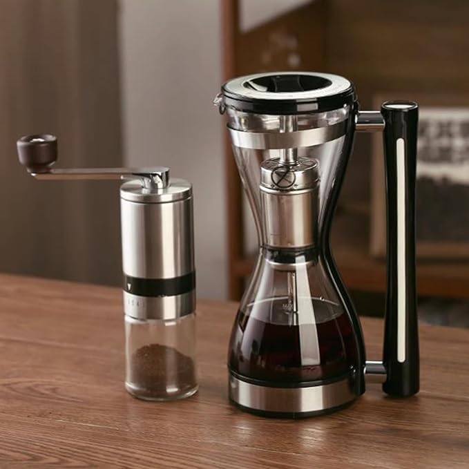 Syphon Coffee Maker Electric Siphon Glass Coffee Pot with Separate Base Stainless Steel Filter Touch Panel Capacity 240 Ml Make 1-3 Cups