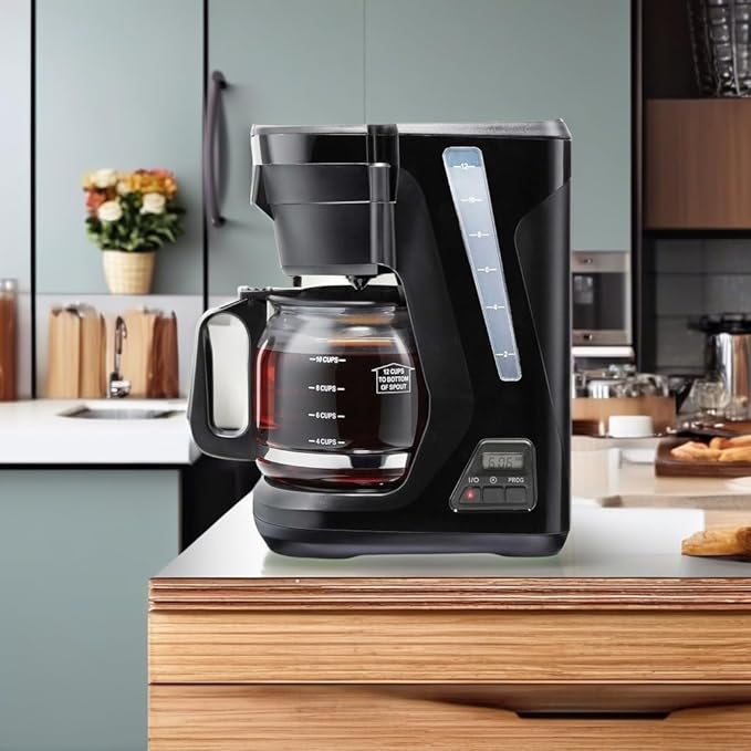 Proctor Silex FrontFill Drip Coffee Maker Digital &amp Programmable 12 Cup Glass Carafe Black and Silver (43685PS)