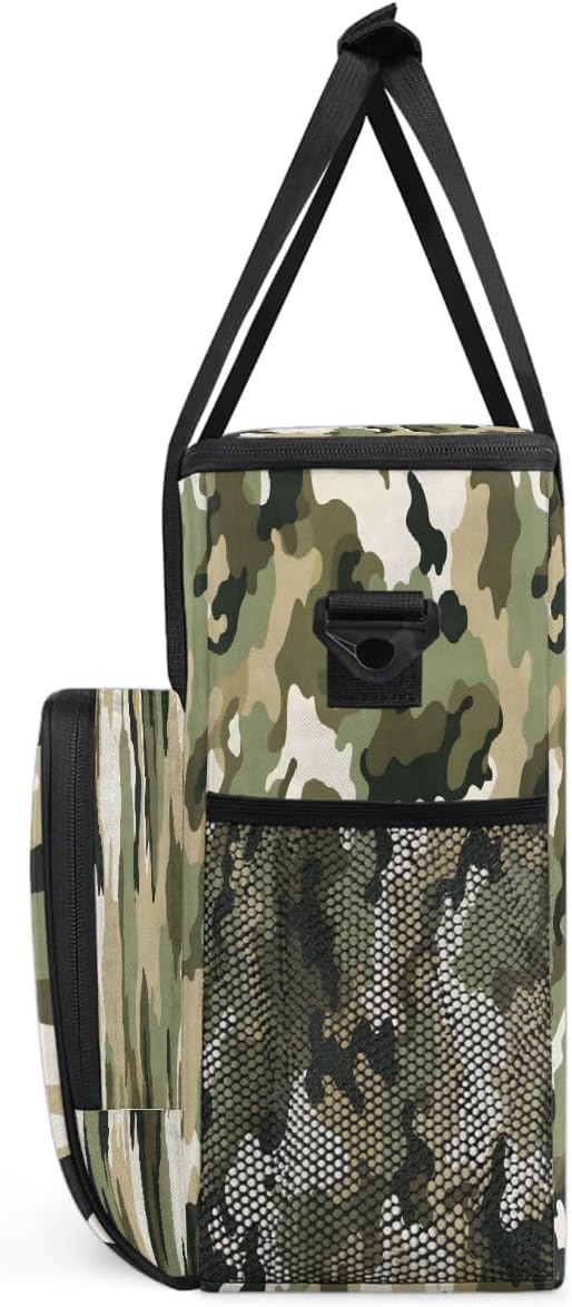 Green Camo Black Camouflage Coffee Maker Carring Bag Travel Carrying Storage Tote Bag Compatible with Keurig K-Mini or K-Mini Plus Portable Single Serve Coffee Brewer Case with Pockets for K-cup Pods