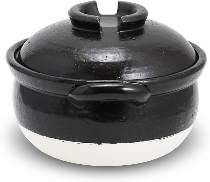 Banko-Yaki Fluffy Rice Pot Earthenware Rice Cooker with inner lid Measuring Cup and Paddle Traditional Japanese Donabe for Evenly Cooked Rice Mixed Rice and Porridge (2-Gou/Serves 2 to 3 people)
