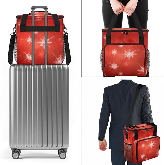 Graffiti Snowflakes Christmas Coffee Maker Carrying Bag Travel Storage Bag Compatible with K-Mini or K-Mini Plus Single Serve Coffee Brewer Carrying Case with Multiple Pockets &amp Shoulder Strap