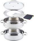 Nuwave 18/8 Stainless Steel Ultimate Cookware Set Free of PTFE PFOA PFOS Fondue Pot Set Works On ALL Cooktops and Induction Cookers Steamer Basket Glass Lid &amp 8 Fondue Forks Included (Renew