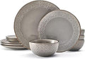 Pfaltzgraff Emma 12 Piece Dinnerware Set Service For 4 Gray