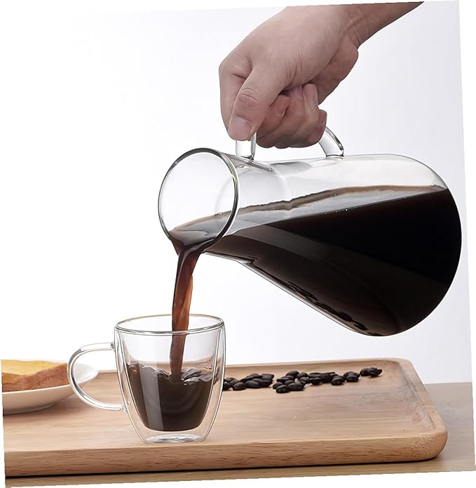 Large Capacity Cold Brew Coffee Maker 1600ml Glass Coffee Pot with Stainless Steel Filter High Borosilicate Glass Dual Use for Home and Office