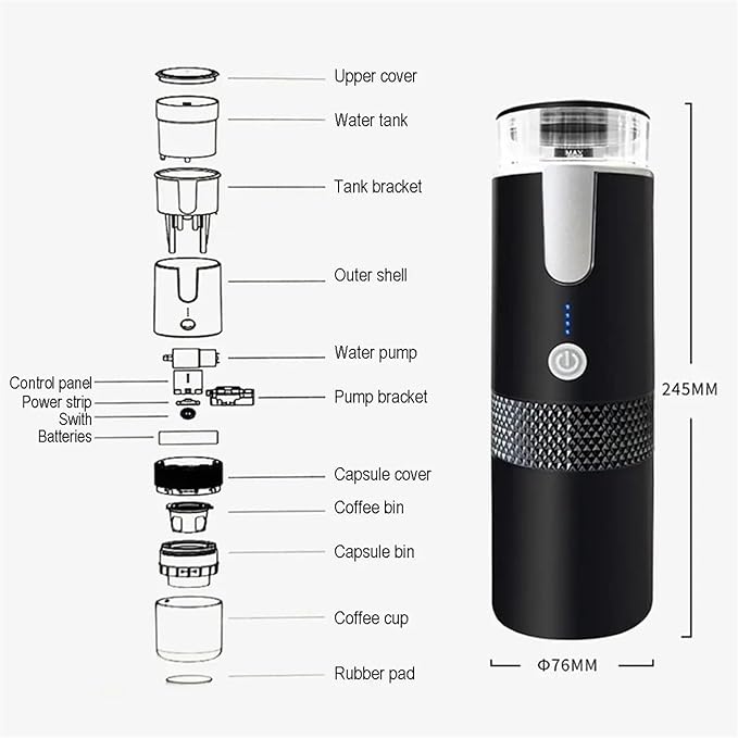 Portable Coffee Machine Portable Espresso Machine Compatible With Powder Capsules Mini Travel Manual Coffee Machine Perfect For Camping Travel Officefor Outdoor Travel Picnic