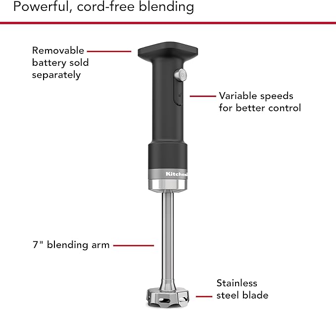 KitchenAid Go™ Cordless Hand Blender - battery sold separately KHBRV00 Black Matte